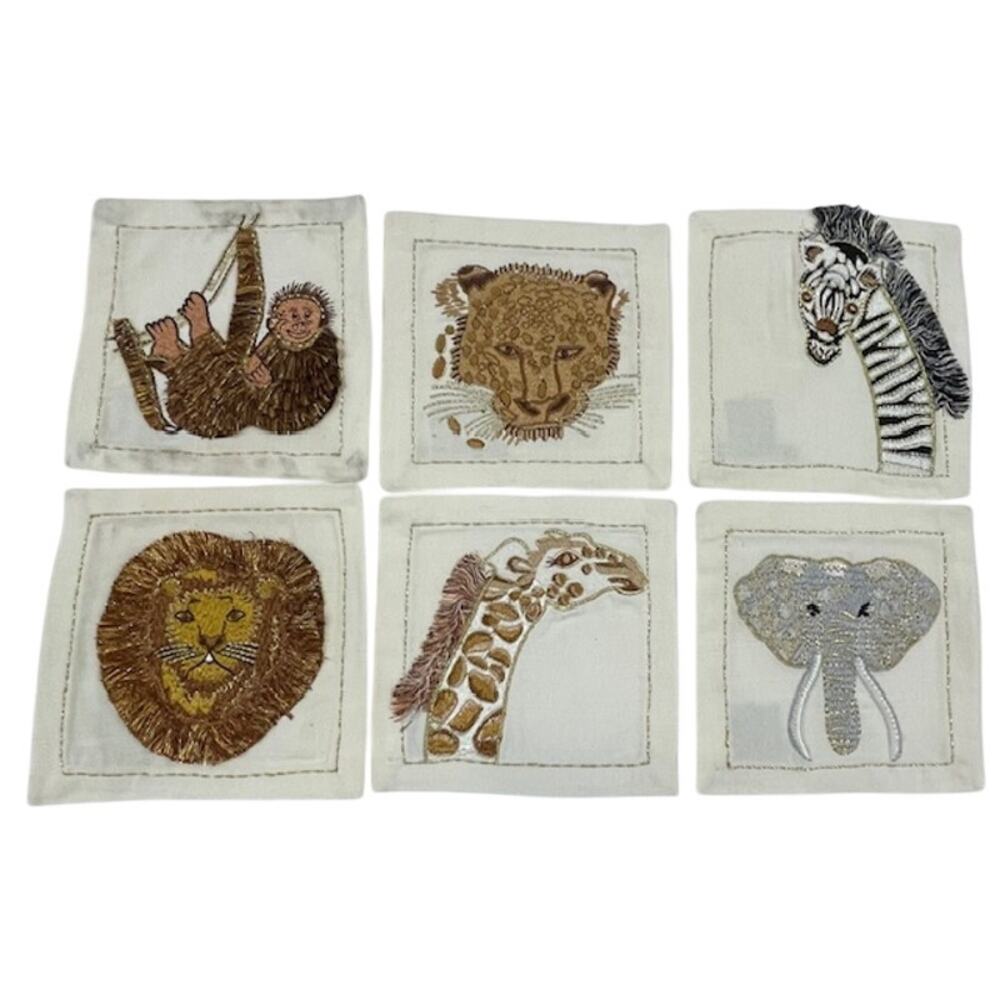 Kim Seybert "Out of Africa" cocktail napkins, 100% cotton.